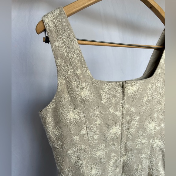 Vintage Wheat Embroidered Linen/Cotton Blend Mini Shift Tank Dress sz 8 - Picture 8 of 8
